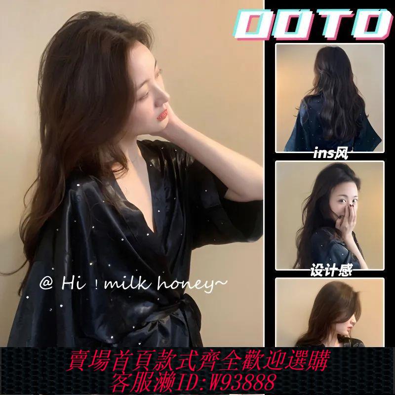 【最低價 公司貨】法式高階感長袖睡衣女夏款網紅風2023年新款冰絲居家睡袍浴袍晨袍