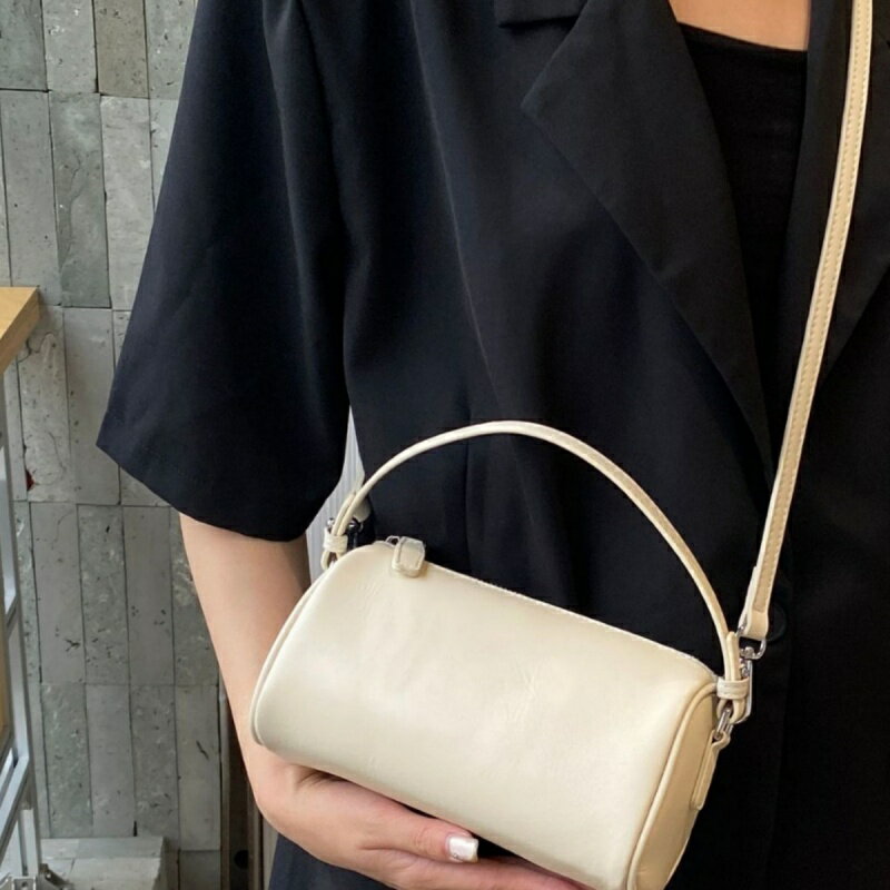 【巴黎精品】側揹包真皮手提包-牛皮簡約圓桶手機包女包包6色a1gn27