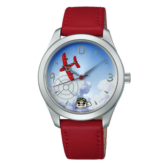 真愛日本 預購 宮崎駿 吉卜力 紅豬 30周年 飛行艇時代 時尚 牛皮革錶帶 手腕錶 亞得里亞海 紅 手錶 禮物
