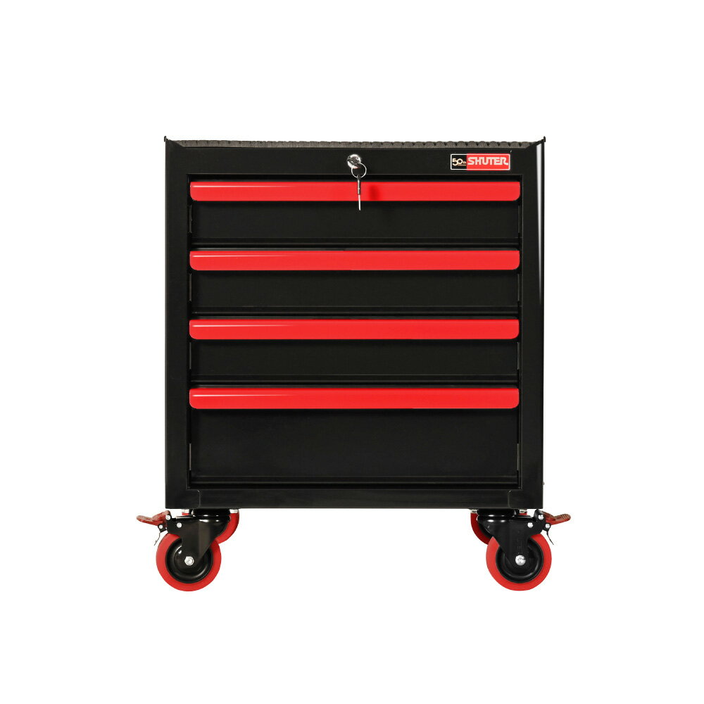 樹德SHUTER 桌下4抽工具車 黑櫃紅手把 /組 TC5-13S