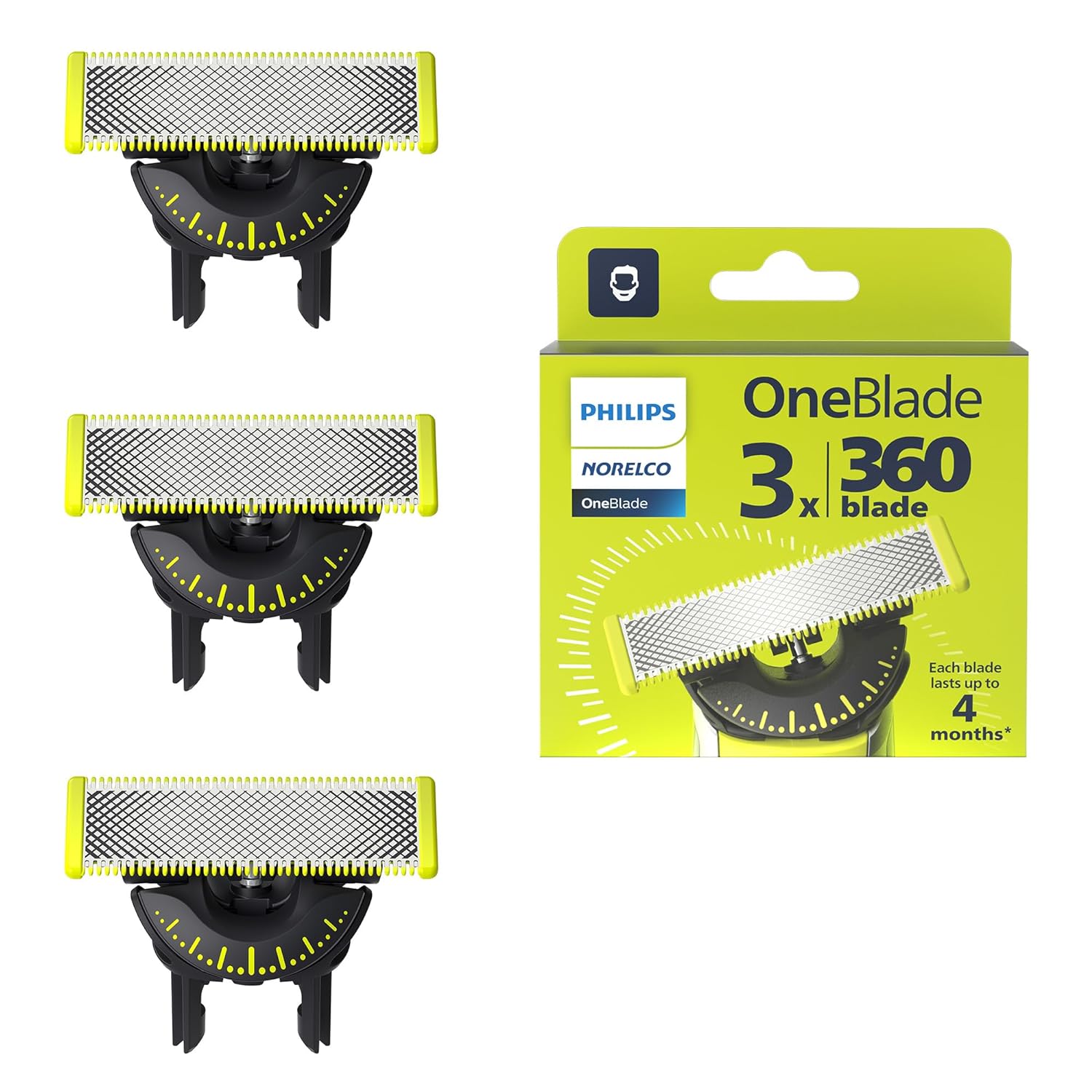 [4美國直購] Philips Norelco QP430 原廠替換刀片3入 適 OneBlade 360 刮鬍刀 臉部修容刀頭組