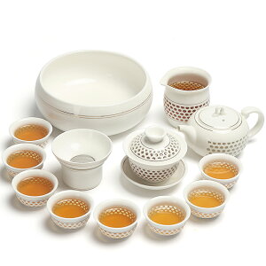 輕奢創意鏤空功夫茶具套裝客廳陶瓷茶器簡約茶壺茶杯泡會客辦公室