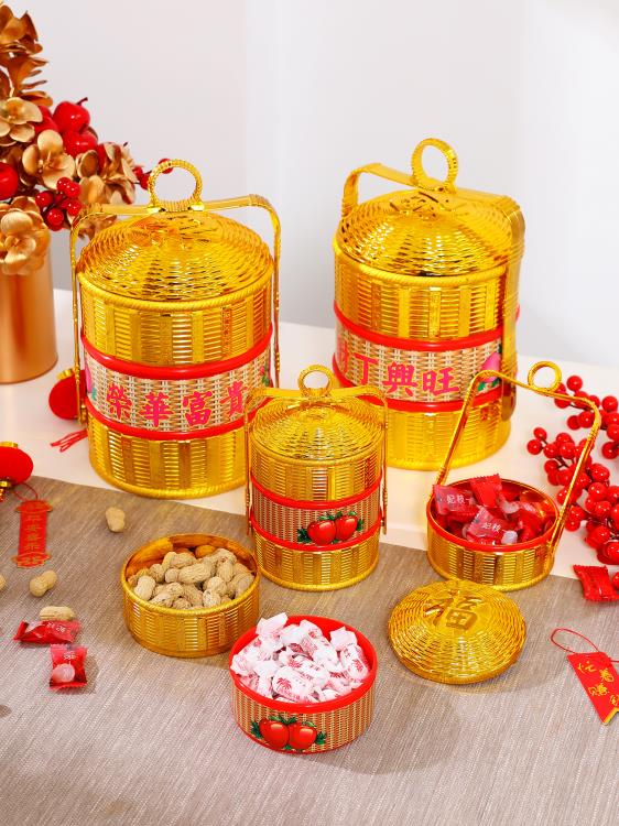 春節新年裝飾品一桶金禮品盒糖果盒過年用品創意桌面擺件場景布置 樂樂百貨