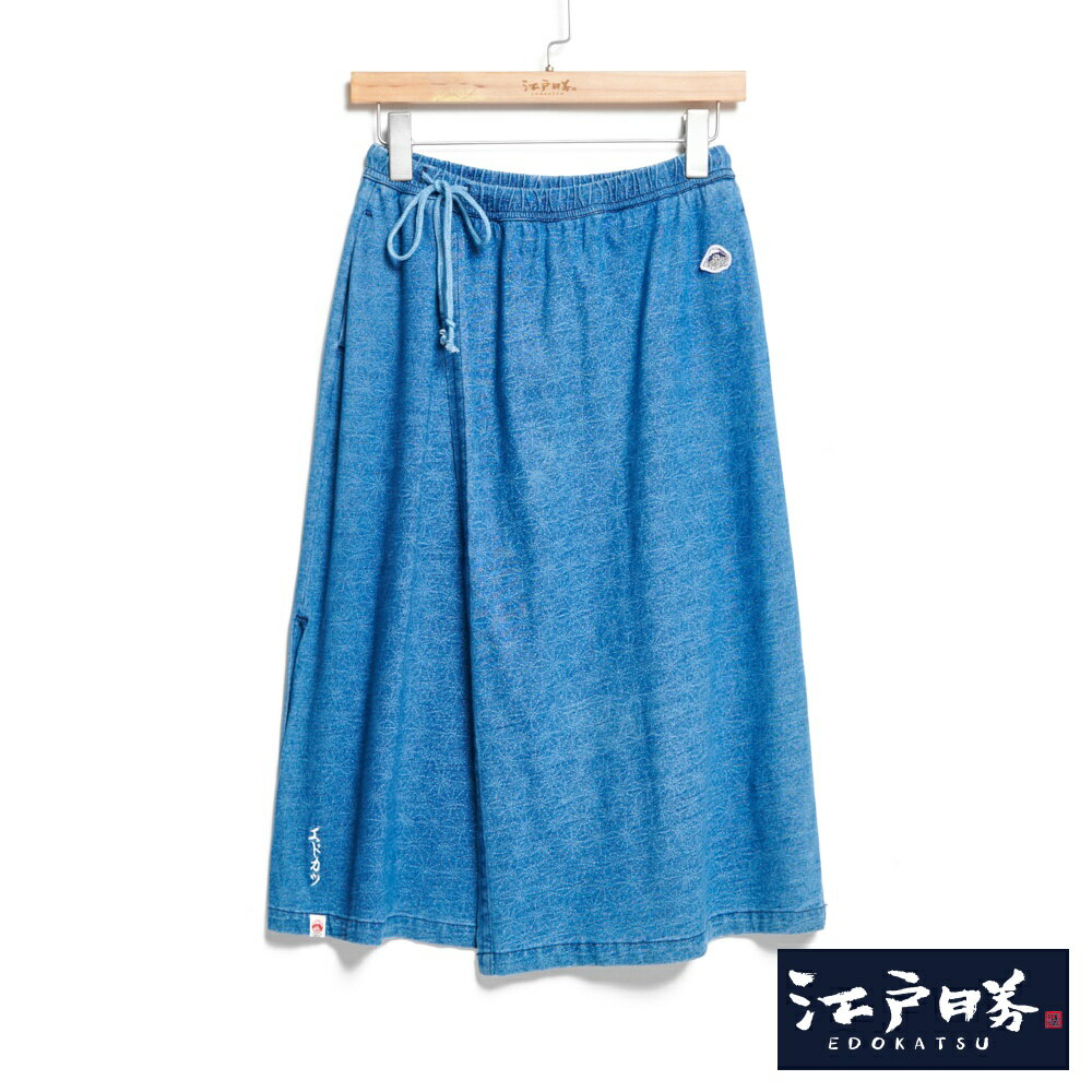 EDOKATSU江戶勝 女款 刺子繡禪風裙 (石洗藍)-EDWIN官方旗艦店-日本商品推薦