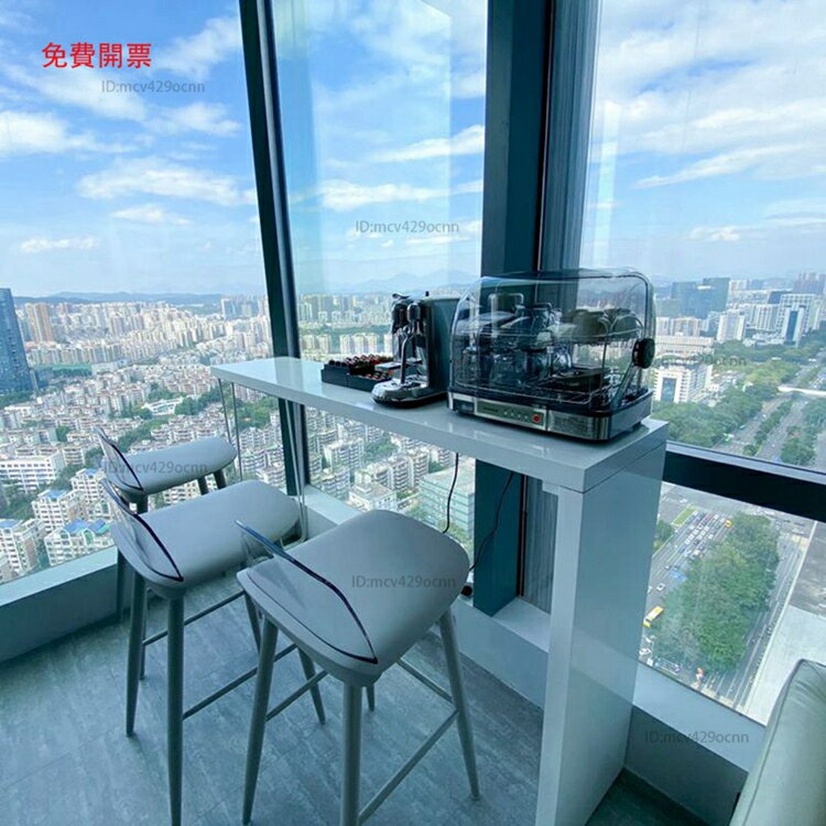 免運北歐輕奢白色吧臺桌家用奶茶店靠墻長條桌隔斷高腳桌陽臺桌椅組合