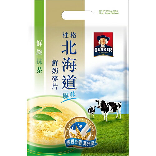 桂格北海道鮮綠抹茶鮮奶麥片29g*12入/包【愛買】