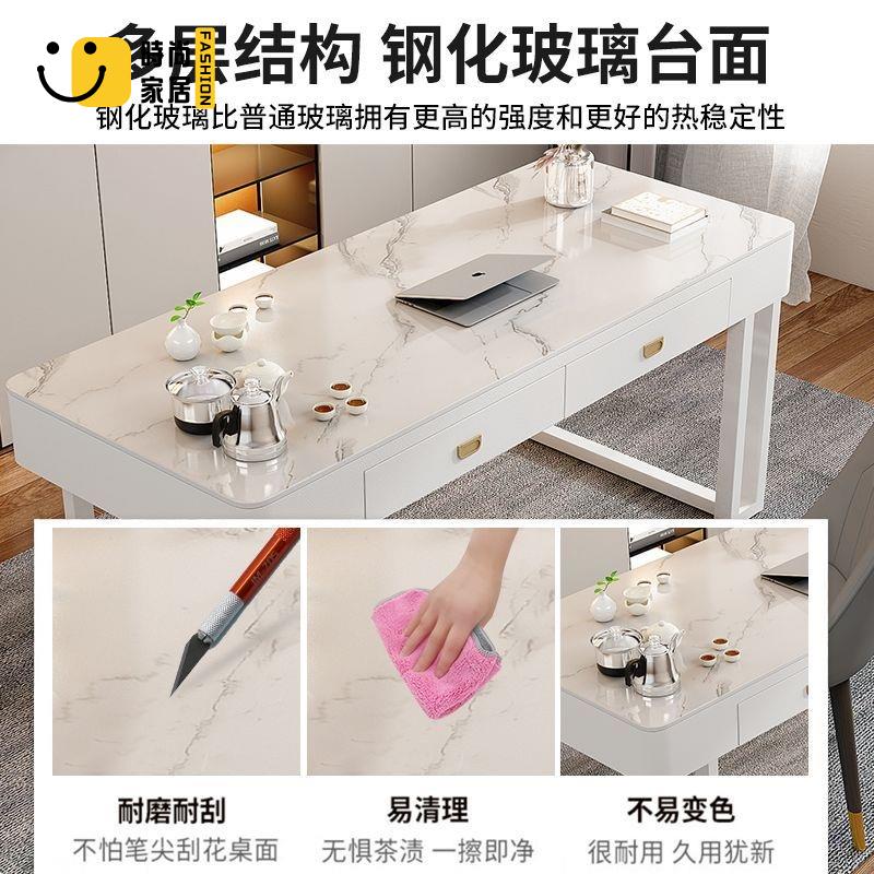 工廠直銷 【新款電腦桌 宅配免運】輕奢鋼化玻璃書桌現代簡約電腦桌學生寫字桌臺式辦公電腦桌椅組合 寫字桌 辦公桌 學習桌特惠/工廠現貨直銷 全館折扣 售後保障 s546