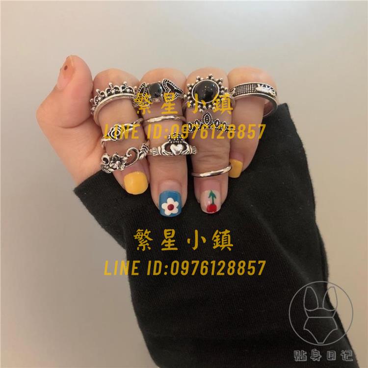 10只裝 歐美風復古嘻哈指環韓國寶石關節戒指【繁星小鎮】