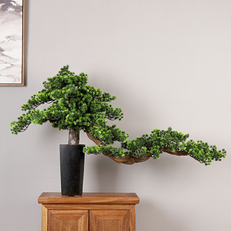 優樂悅~創意迎客松盆景擺設室內模擬綠植盆栽裝飾大型假樹羅漢松桌面擺件