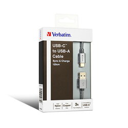 Verbatim威寶Type-C to A 2.0傳輸線1.2M_銀灰65058【愛買】