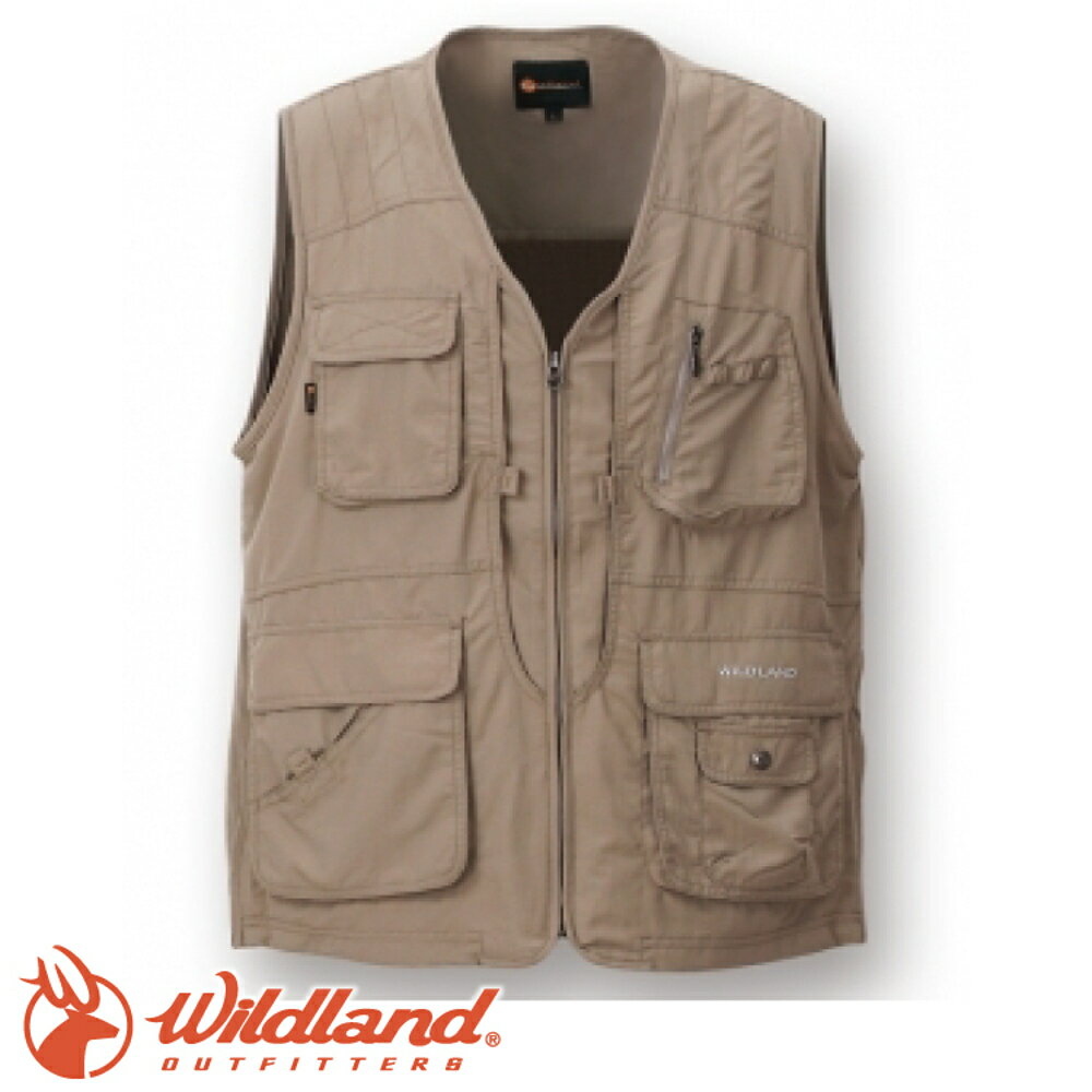 【Wildland 荒野 中性透氣UV多口袋背心《卡其》】W1706/吸濕快乾/輕薄耐磨/UV30+
