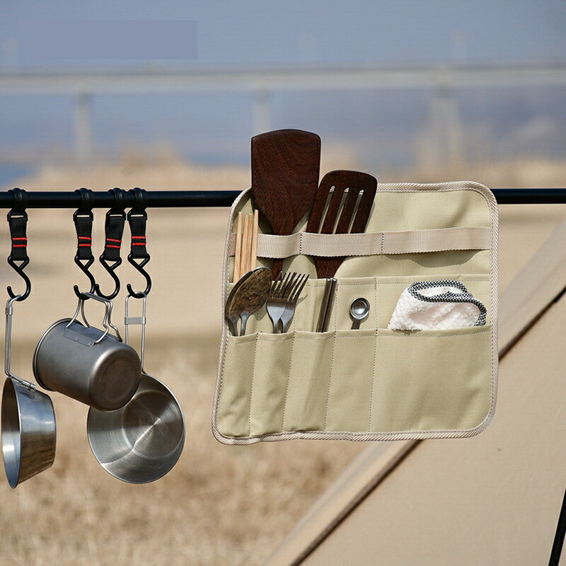 野營 餐具 ● 戶外 便攜式 折疊野餐具 收納包 家用 置物架掛鉤工具耐磨儲物 雜物 袋