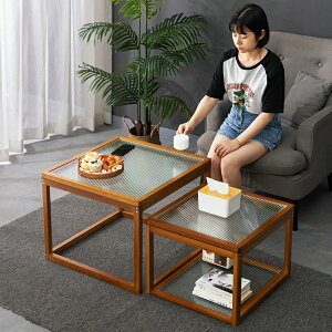 茶幾客廳家用泡茶桌子茶臺小戶型簡約現代陽臺實木玻璃創意方邊幾