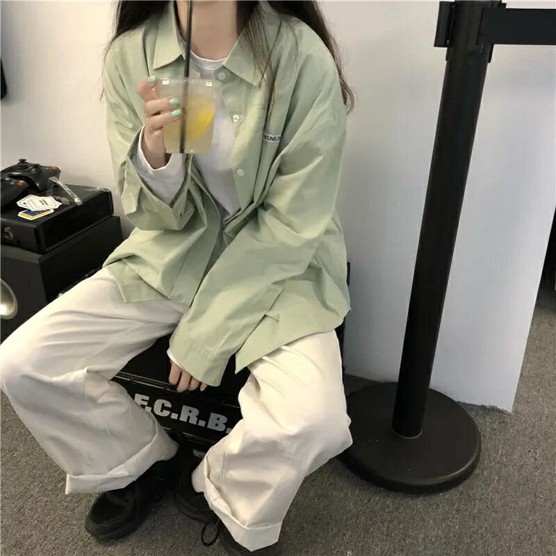 鹽系襯衫女復古港味學生寬松防曬長袖夏季薄款學院風襯衣外套春秋