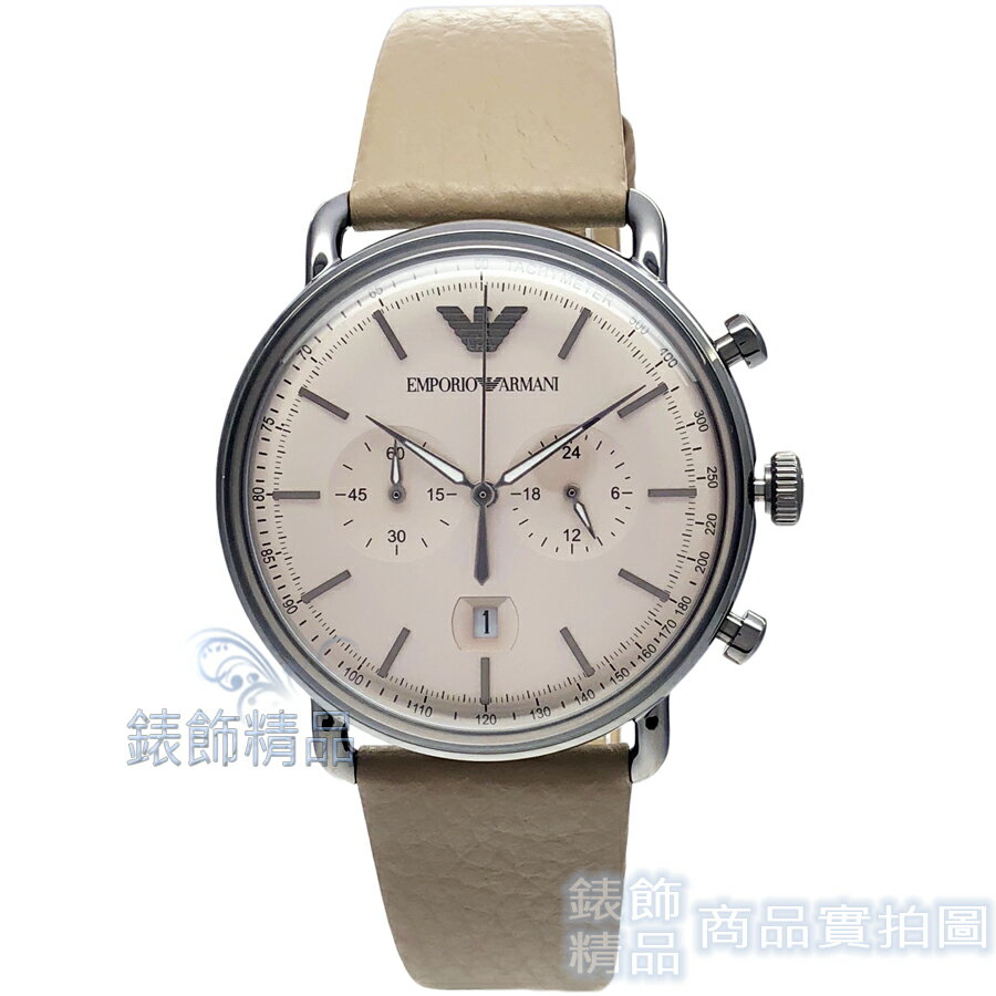 【錶飾精品】ARMANI AR11107 亞曼尼 手錶復刻時尚 淺咖啡皮帶計時男錶
