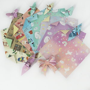 雙面雙色日式碎花手工折紙正方形印花折紙兒童手工材料千紙鶴玫瑰 日式和風印花折紙80張