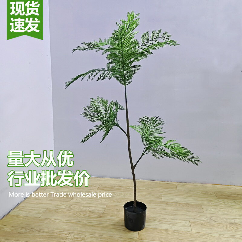 快速出貨 公司貨 模擬綠植藍花楹室內盆栽大型仿生植物假樹高階輕奢客廳裝飾品擺件