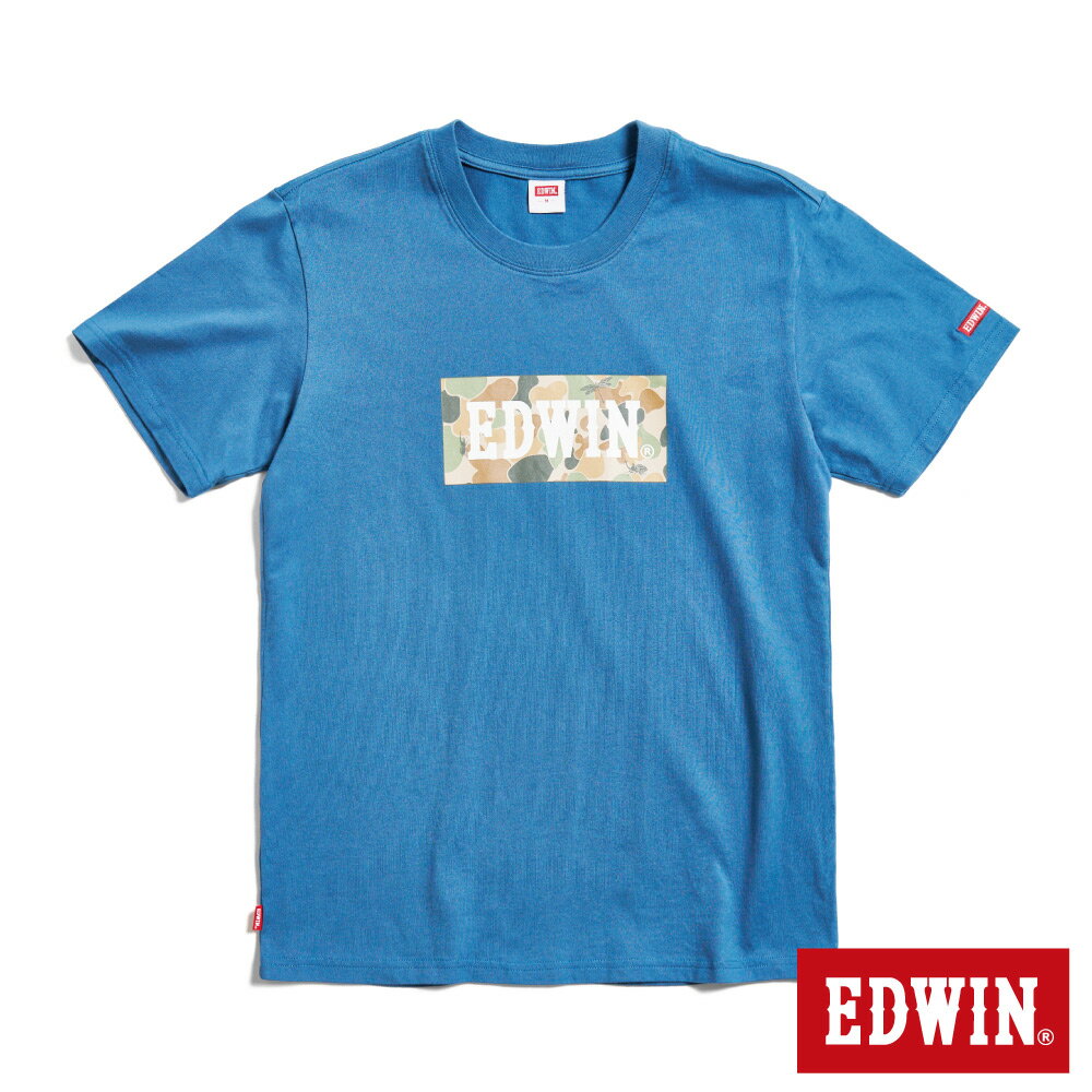 EDWIN 男款 迷彩BOX短袖T恤 (灰藍色)