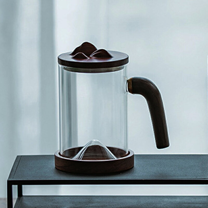 耐熱玻璃茶水分離杯帶把過濾內膽茶杯透明辦公室泡茶杯個人杯水杯