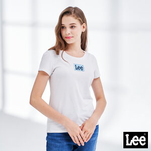 Lee 水漾長框小Logo短袖T恤 女 白 Modern