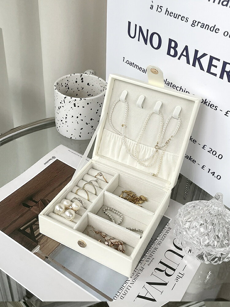 飾品首飾收納盒 韓國ins風簡約高階感首飾盒飾品戒指項鏈耳環收納正方形手飾品盒