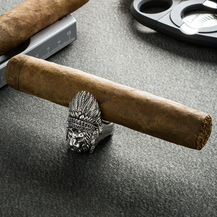 Lubns 雪茄架獅子白銅多功能便攜式個性灰夾環