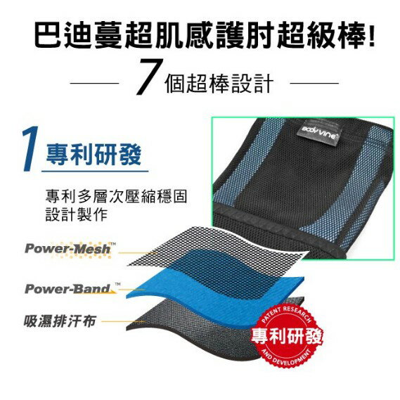 超肌感貼紮護肘(左右通用)-1只 【BodyVine巴迪蔓】CT-N82507~82508 2