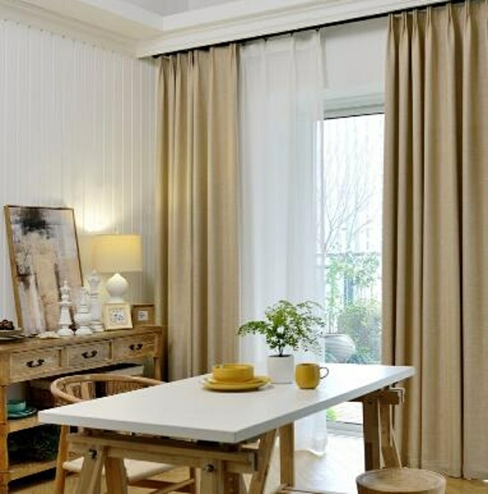窗簾 純色棉麻風窗簾布料亞麻風現代簡約定制成品窗簾紗客廳遮光布臥室MKS 夢藝家