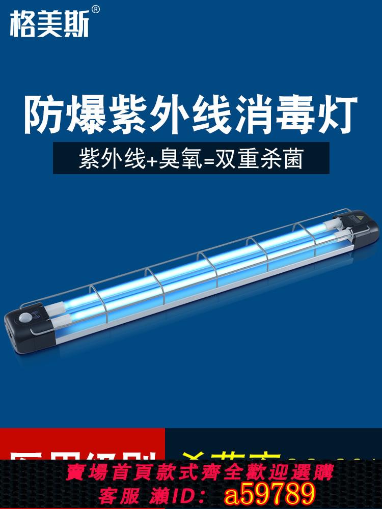 【臺灣公司 可打統編】格美斯紫外線消毒燈醫療殺菌燈幼兒園滅菌燈雙管配防爆網紫外線燈