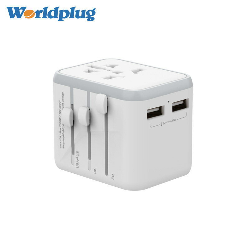新款轉換插頭手機充電器旅行插座雙USB充電頭多功能國際轉換插頭【Snowbelle優選】