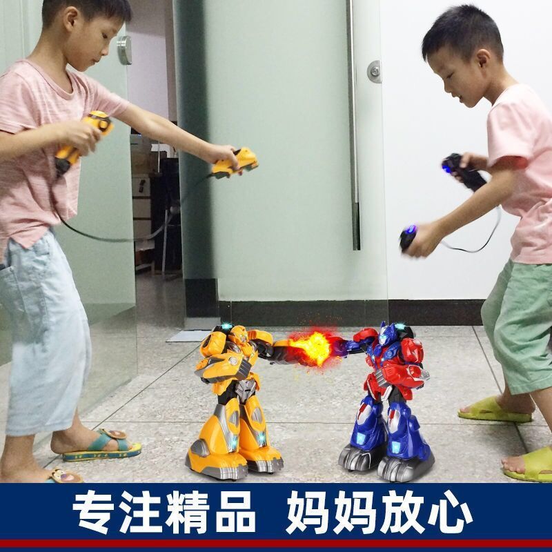 免運開發票 智能拳擊對戰機器人兒童雙人格斗打架玩具男孩電動遙控器體感對打-快速出貨