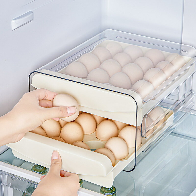 冰箱雞蛋收納盒抽屜式保鮮盒廚房雞蛋盒家用可疊加蛋托雙層雞蛋架