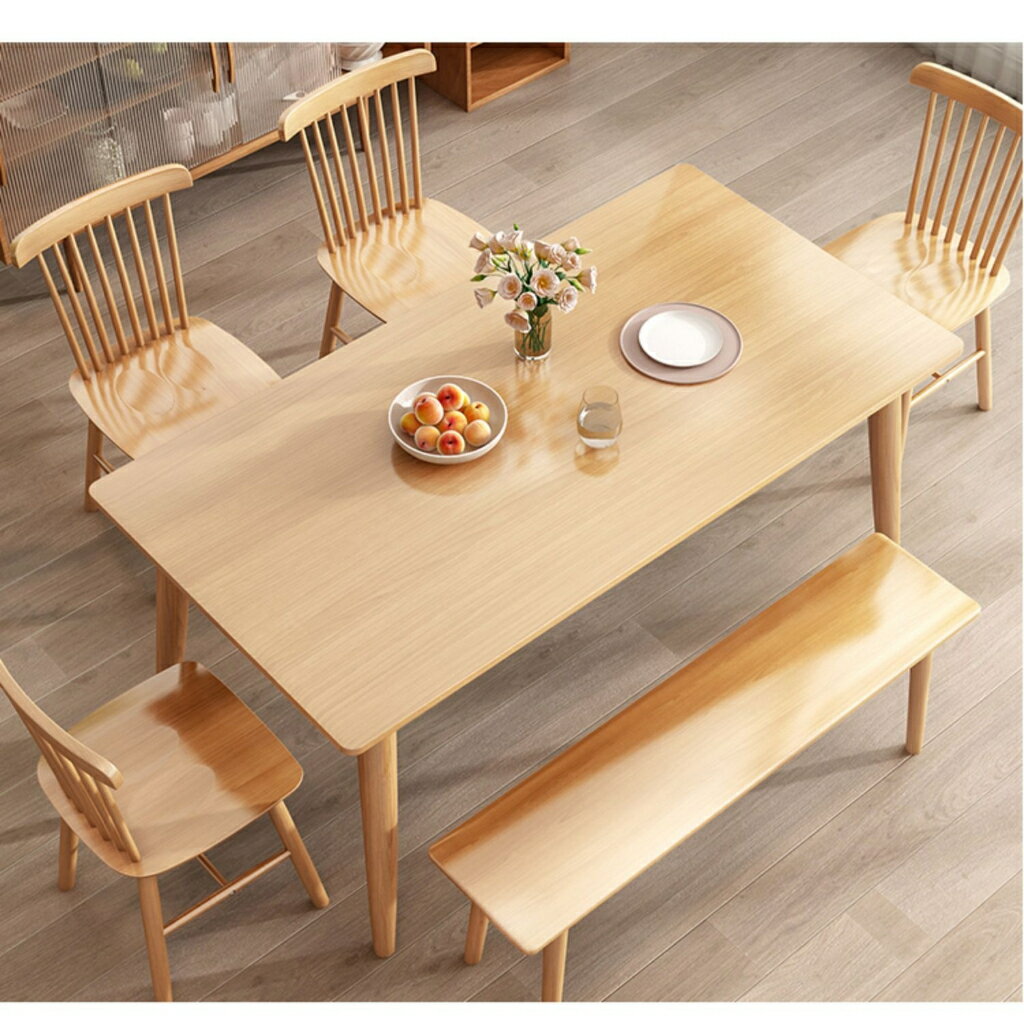 簡約桌子 北歐實木餐桌 長桌子 現代簡約輕奢長方形日式桌椅組合 吃飯桌子 家用小戶型 全實木桌子 實木餐桌