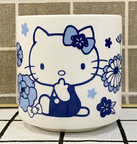 【震撼精品百貨】Hello Kitty 凱蒂貓 三麗鷗KITTY日本泡茶杯/茶杯-和風藍#55885 震撼日式精品百貨