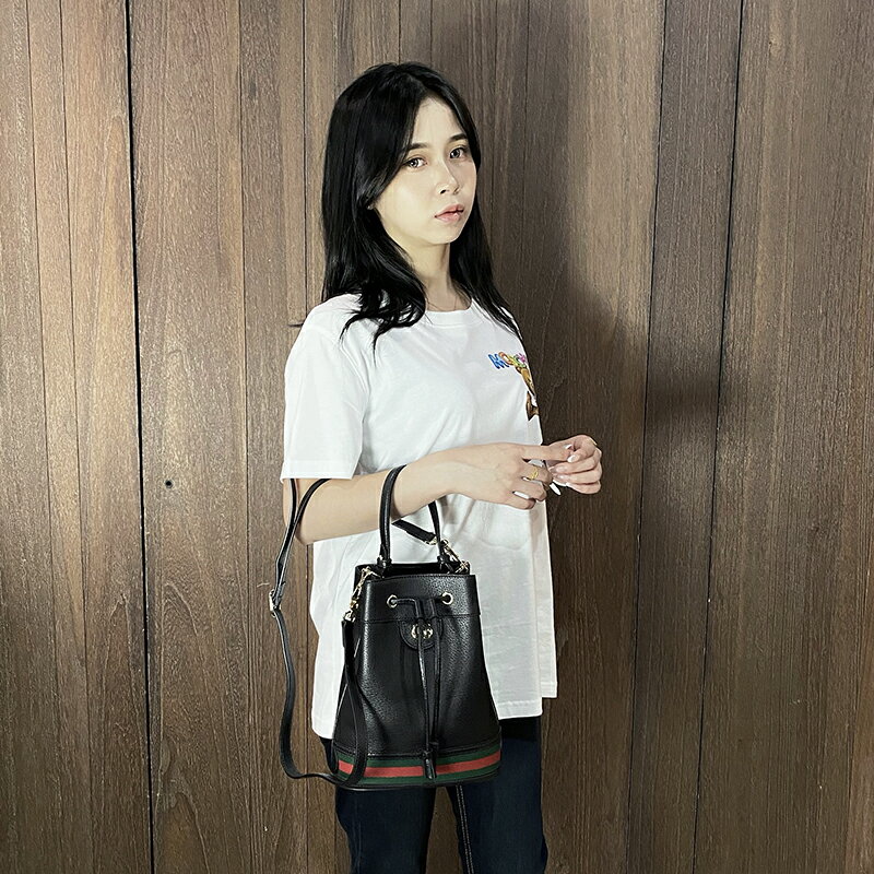 美國百分百【全新真品】Gucci 皮包 斜背包 GG Ophidia 水桶包 手提包 歐洲精品 logo 黑色 CH69 女神手袋