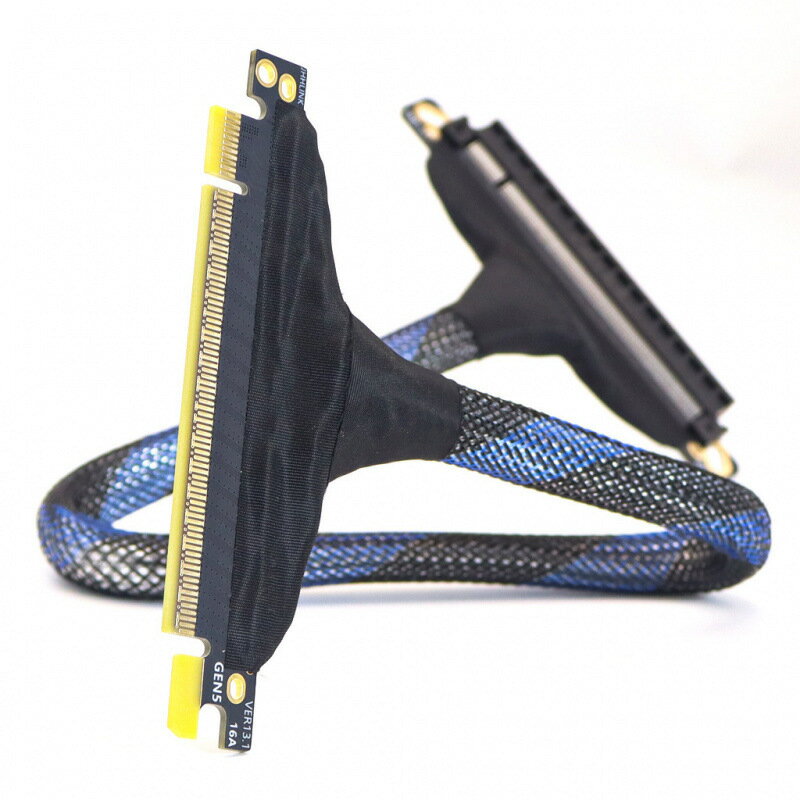 PCIE5.0X16顯卡延長線 GEN5轉接線 數據傳輸高速無損伺服器鍍銀線【宜家良品百貨】