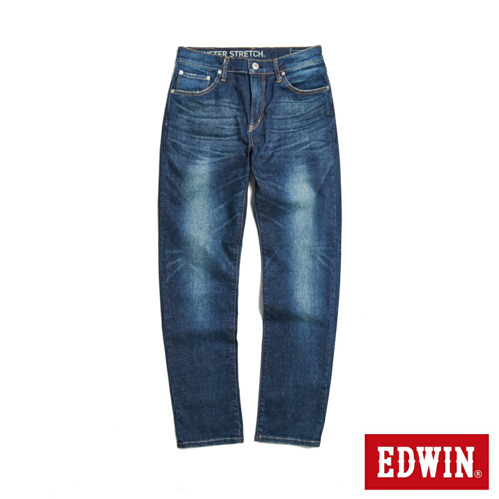 EDWIN 怪彈力系列 加大碼 怪彈力丹寧中直筒褲-男款 石洗綠