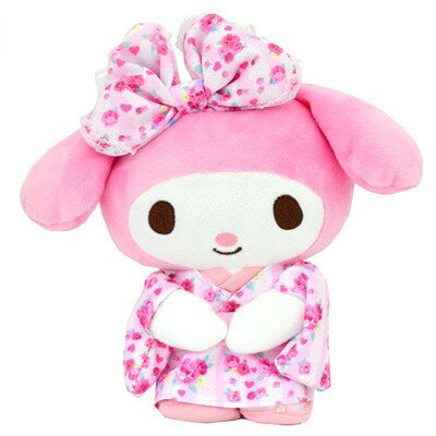 大賀屋 美樂蒂 Melody 玫瑰 和服 站立 玩偶 吊飾 玩具 娃娃 兒童 三麗鷗 日貨 正版授權 J00010246