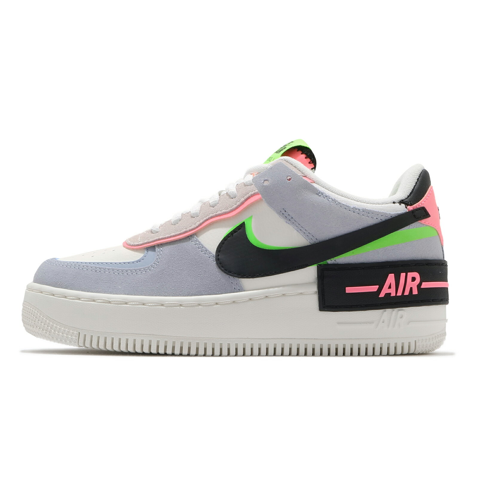 Nike 休閒鞋 Wmns AF1 Shadow 女鞋 藍 拼接 微厚底 CU8591-101