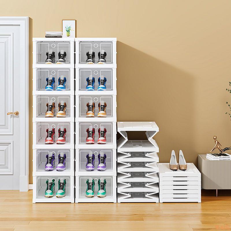 免安裝加厚鞋架可折疊一體式鞋盒透明鞋柜收納盒塑料防塵簡易鞋柜