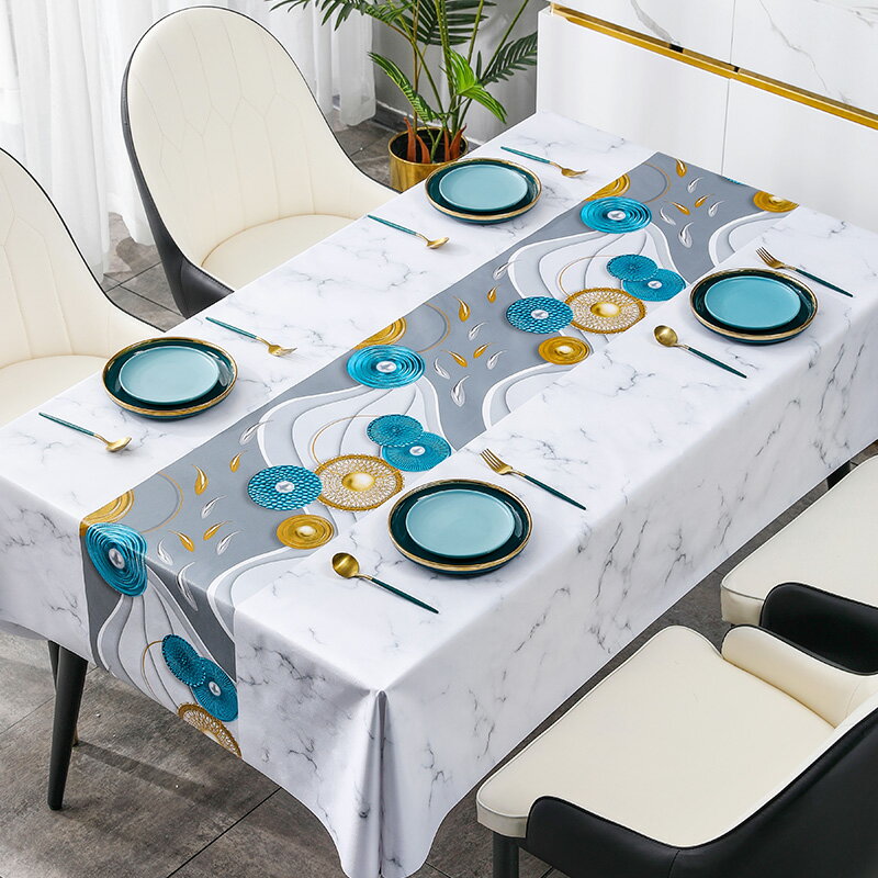 桌布免洗防油防水防燙pvc長方形桌墊輕奢高級感餐桌客廳茶幾臺布