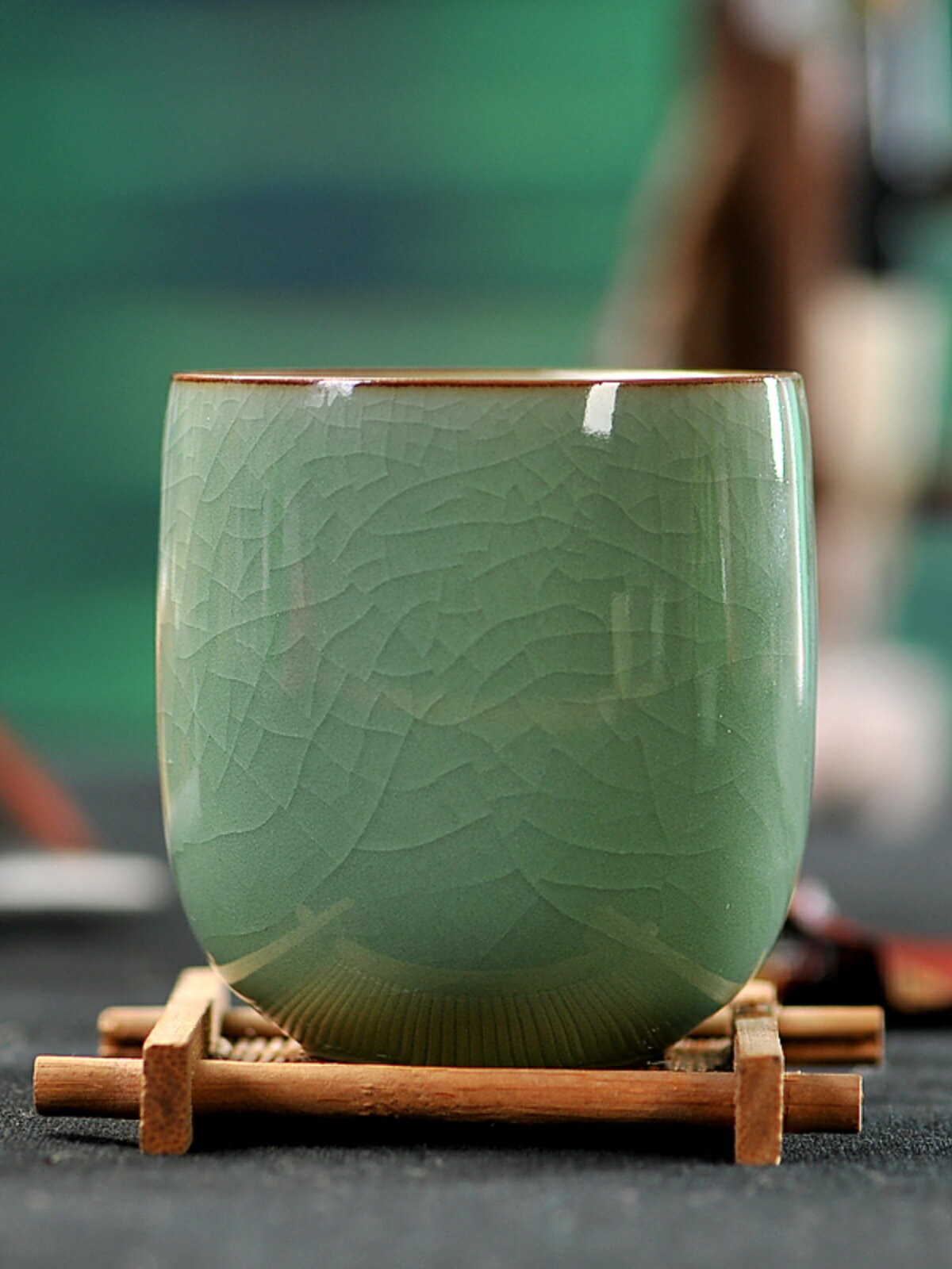 青玉軒 日式青瓷茶杯創意禮品保溫會議辦公杯 茶道陶瓷單杯六色杯