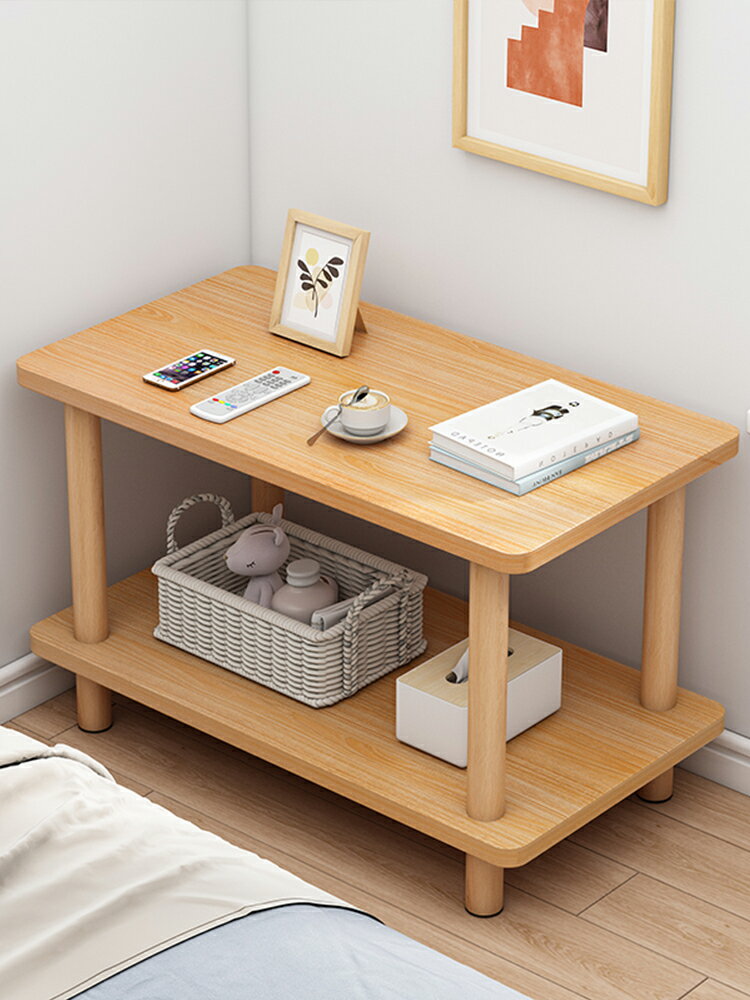 免運 邊桌床頭柜置物架小茶幾現代簡約小型實木收納柜簡易臥室小柜子儲物柜