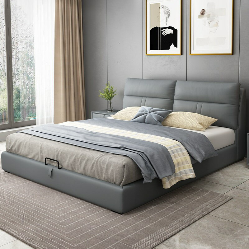 優樂悅~現代簡約軟體床1.5米高檔皮床北歐科技布藝床1.8米婚床儲物高箱床