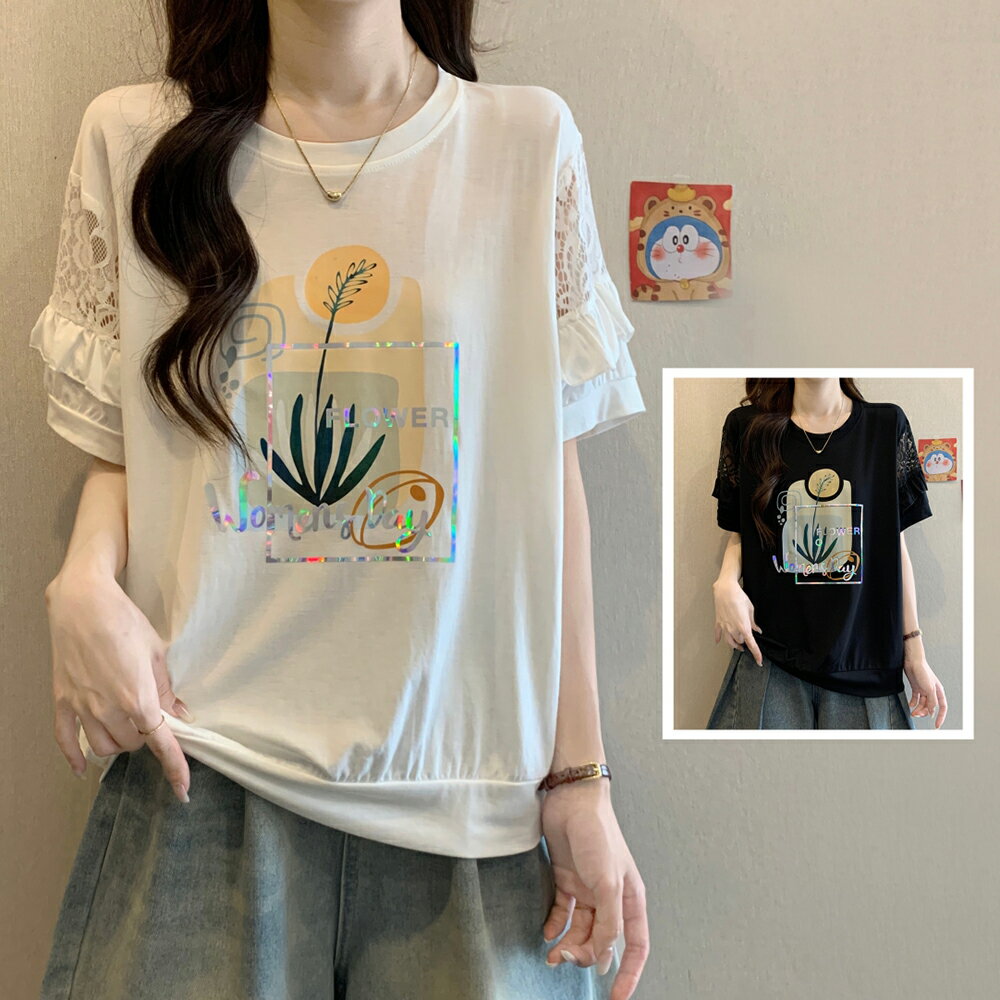 ＊ORead＊雷絲短袖小衫棉質T恤上衣(2色M~4XL)