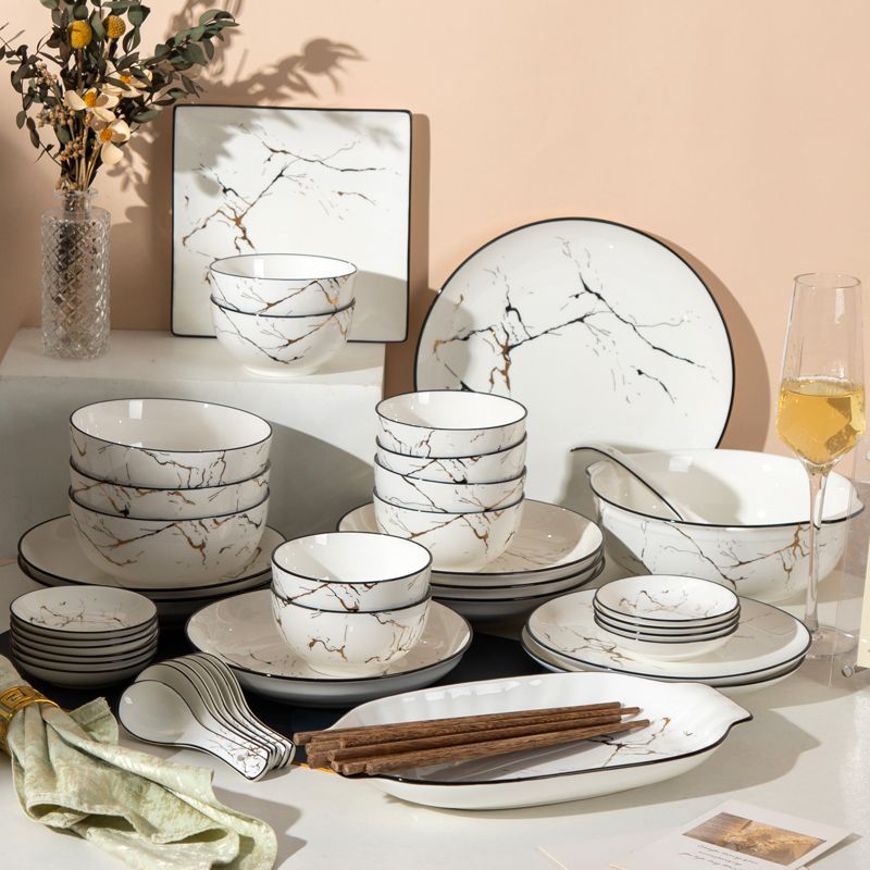 餐具 碗碟盤套裝整套家用創意日式碗筷網紅餐具家庭裝全套組合喬遷新居-快速出貨