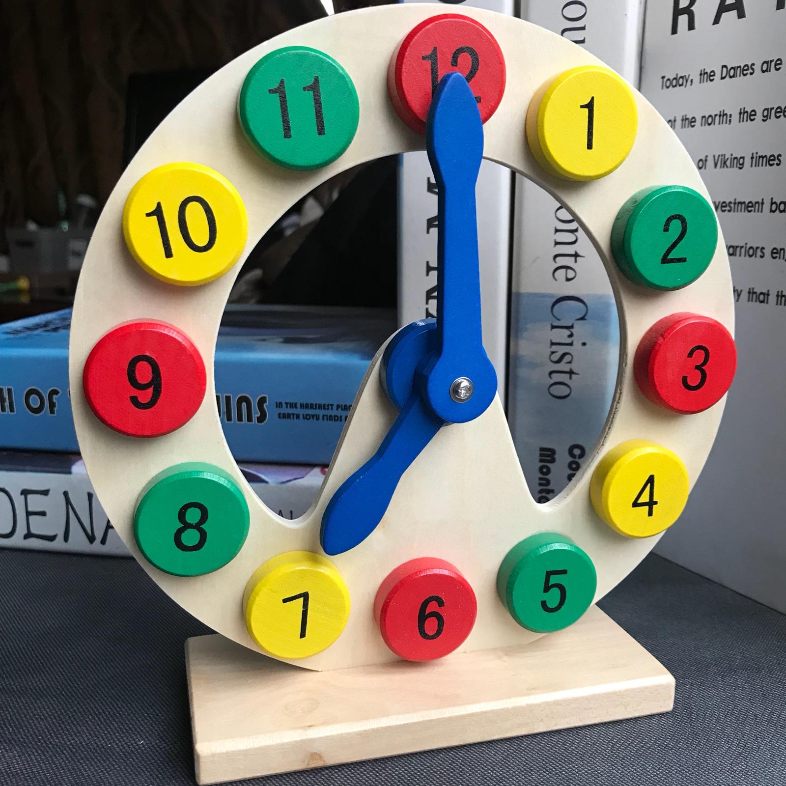 認識時間鬧鐘玩具鐘表木質小時鐘寶寶兒童幼兒益智數字早教大鐘表