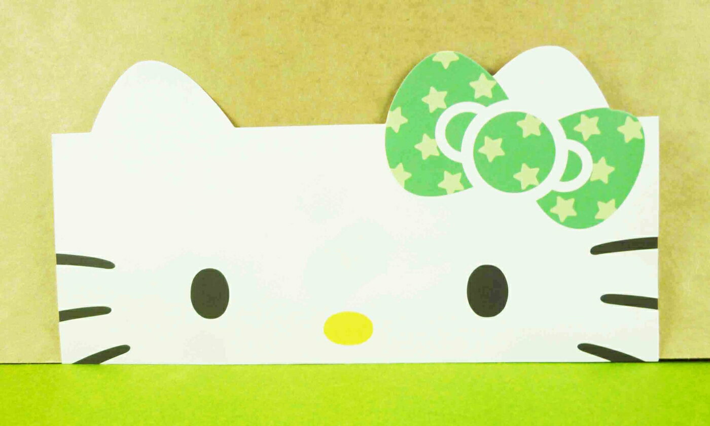 【震撼精品百貨】Hello Kitty 凱蒂貓 頭型卡片-星星綠 震撼日式精品百貨