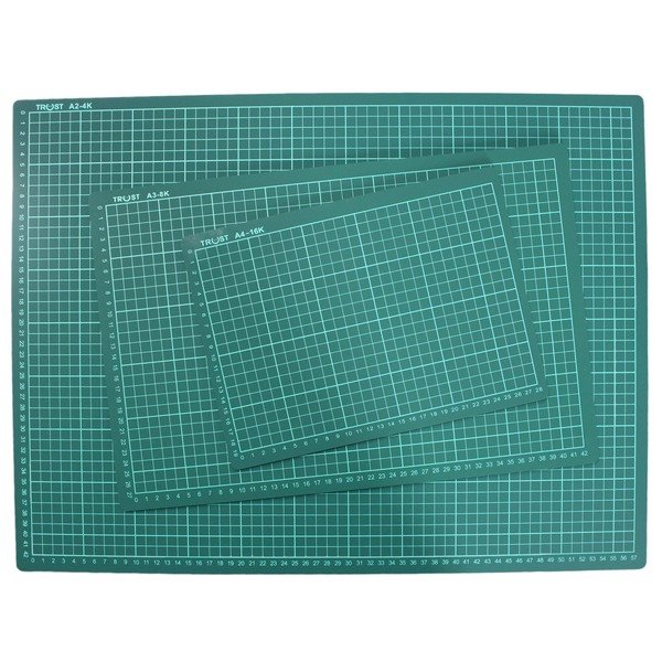 A1切割墊 2開切割板 (有格 深綠色)/一片入(定560) 桌墊切割板 切割墊板 90cm x 60cm MIT製-信-徠