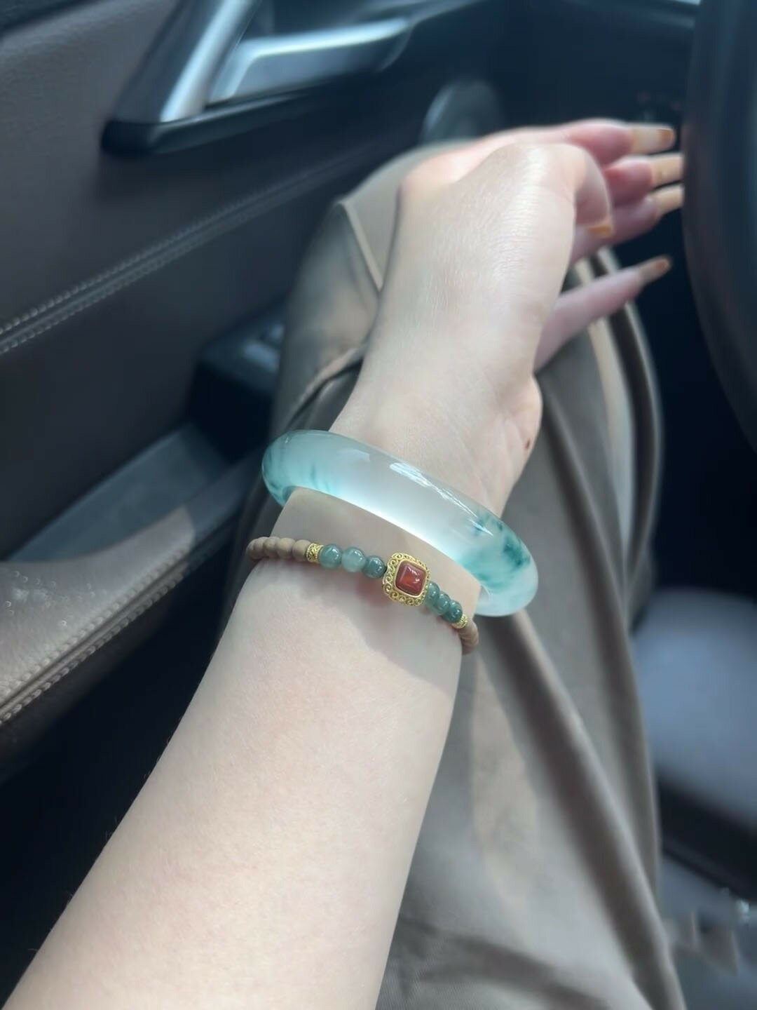天然翡翠色手鐲高冰種飄花緬甸玉鐲子正品a級翠綠送老婆女友禮物【北歐居家生活】